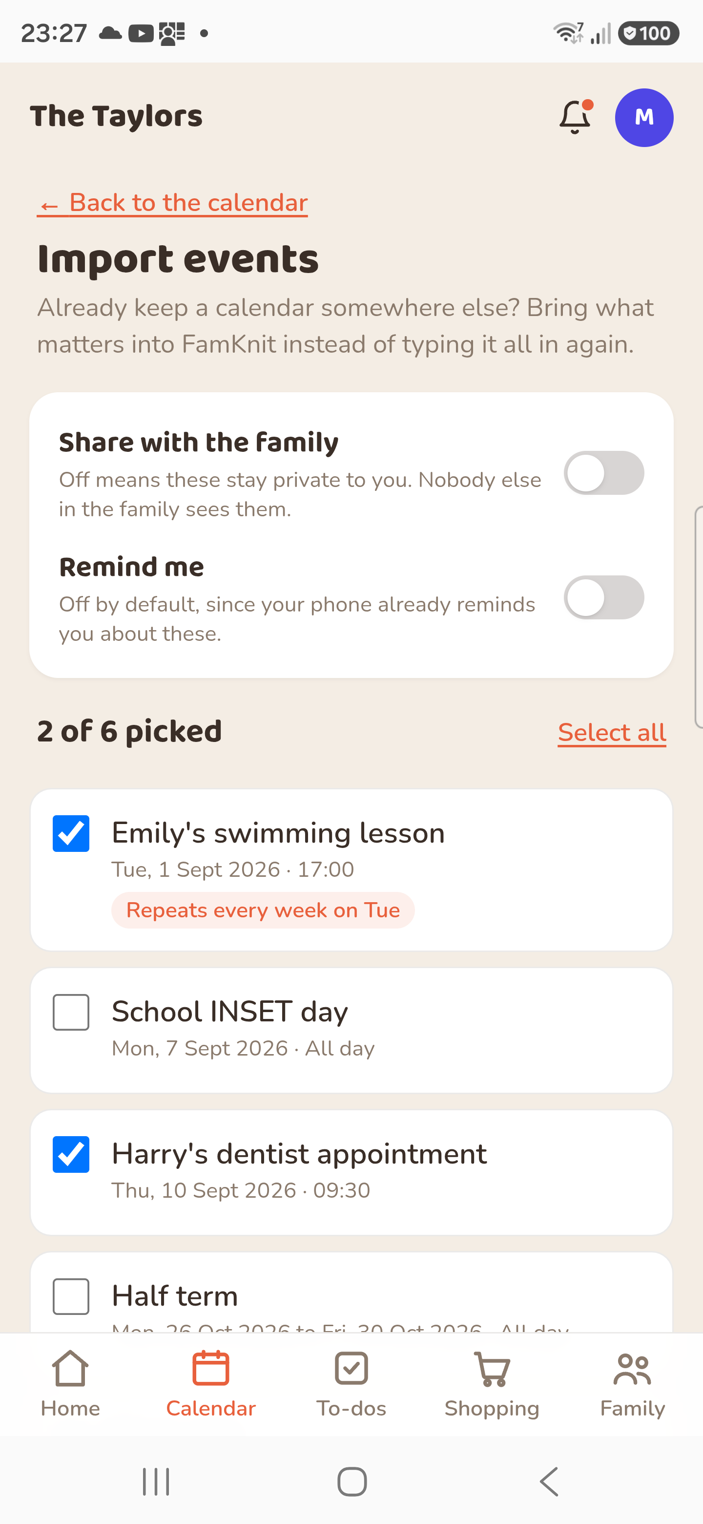 Both switches sit above the list, so they apply to everything you pick in one go.