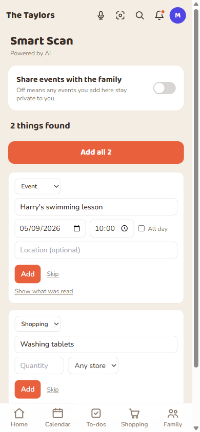 One casual message became a real event and a shopping item, each with its own card to check.